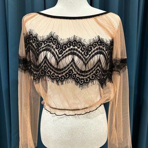 Black Lace See Through Blouse